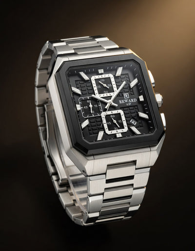 REWARD Prestige Square Chronograph – Luxury Double Case Men's Watch