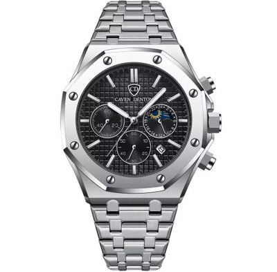 Men’s Octagonal Moon Phase Watch SS, Refined Design. Modern Edge. Timeless Presence.